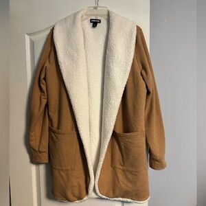 Lands' End Women's Brown Teddy Jacket with Cream Lining